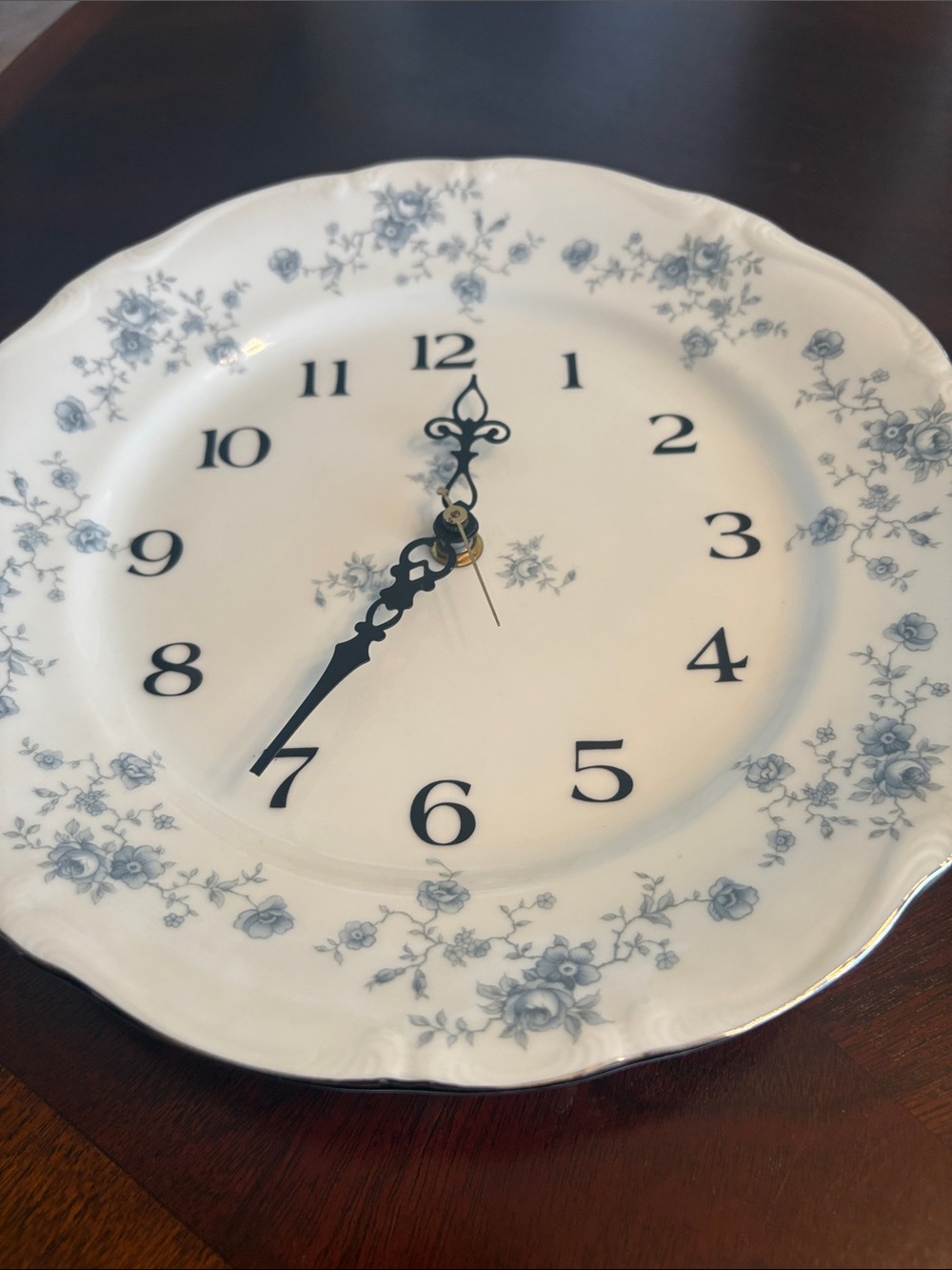 Haviland White Porcelain Wall Clock with Blue Floral Motif
